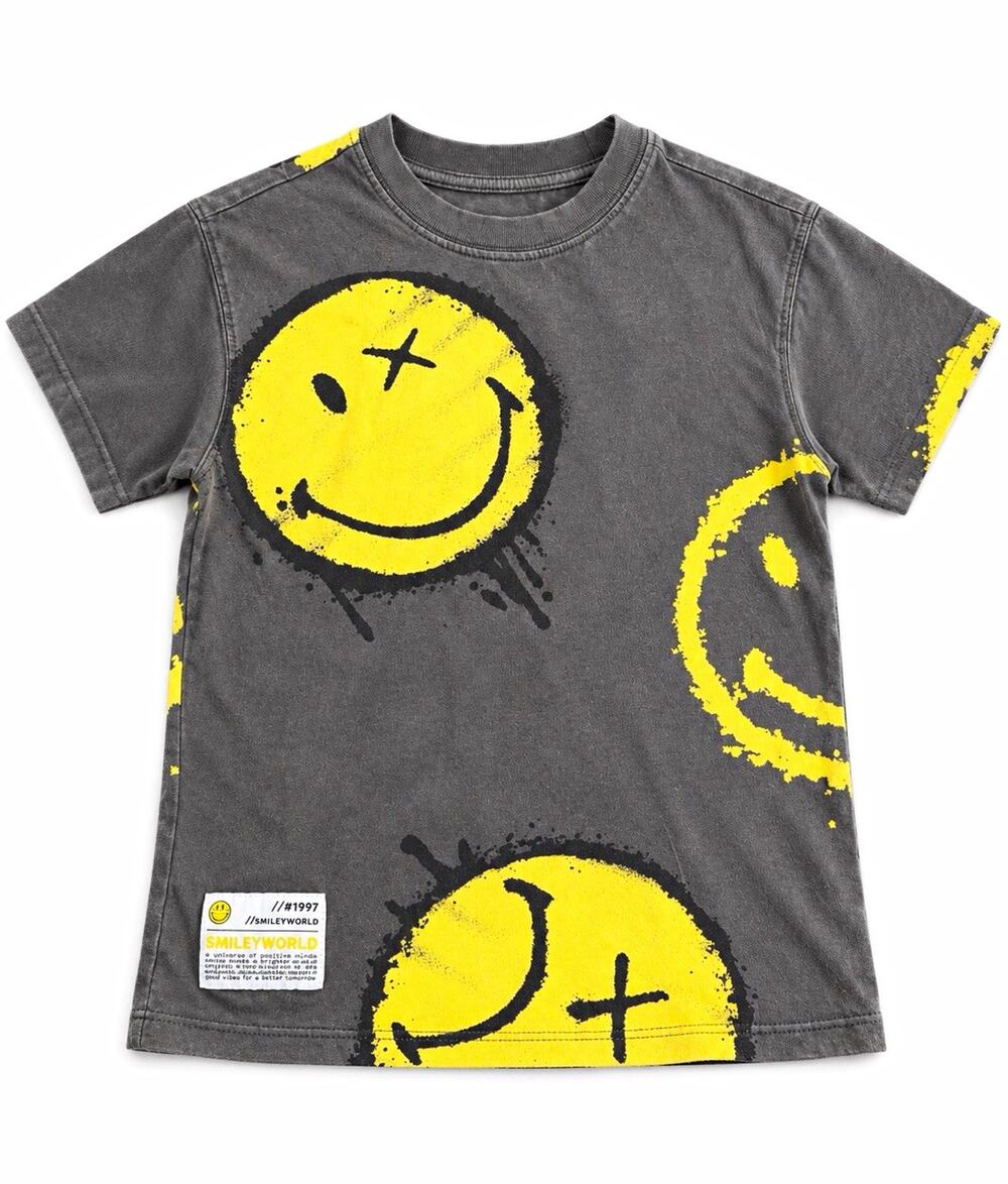 Zara Kids SmileyWorld Smiley Graphic Tee T-Shirt Gray/Yellow Size 7-8Y